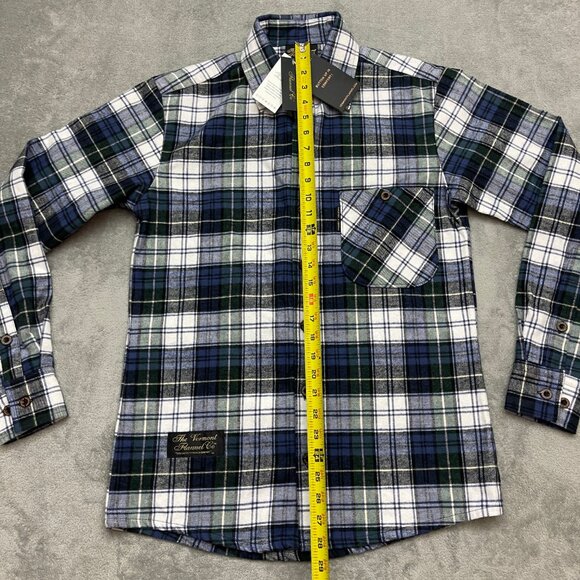 The Vermont Flannel Co Shirt Men Small Blue Plaid Cotton Button Down NWT - Picture 6 of 11